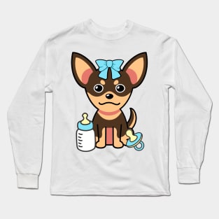 Cute small dog Gender reveal - its a boy Long Sleeve T-Shirt